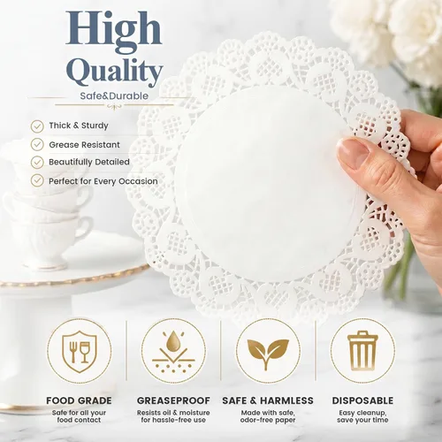 Vista 3 de HAKSEN Doilies de papel, 36 manteles individuales de papel de encaje de Blanco