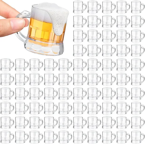 Vista 8 de Yinder 50 vasos de cerveza de 2 onzas, mini vasos de chupito de plástico, base pesada, vasos de degustación de cerveza reutilizables, pequeños vasos