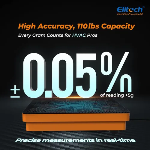 Vista 3 de Báscula Elitech LMC-100F+ de carga para refrigerante, 110 libras, de alta precisión, para Freon, para calefacción, ventilación y aire acondicionado