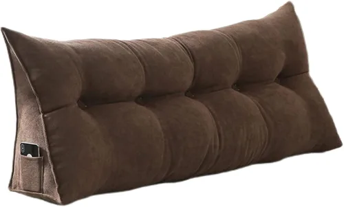 Vista 13 de Almohada de lectura extragrande para cabecero, almohada triangular de apoyo para la espalda, almohada extraíble de terciopelo para cabecero