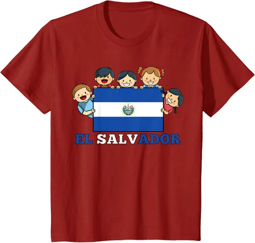 Vista 67 de Camiseta salvadoreña del Mes de la Herencia Hispana con la bandera de El Salvador para niños, Negro