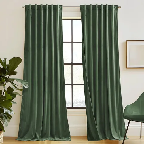 Vista 12 de RYB HOME Cortinas 100% opacas de terciopelo blanco para dormitorio, pestaña trasera y bolsillo para barra, aislamiento térmico, cortinas
