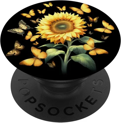 Vista 6 de Lindo amarillo mariposa girasol monarca mariposa naturaleza PopSockets MagSafe PopGrip para iPhone