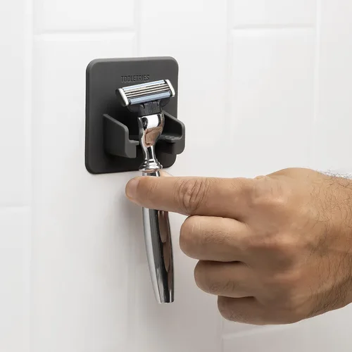 Vista 2 de TOOLETRIES The Mason Razor Holder - Soporte de silicona para ducha y baño, organizador de maquinilla de afeitar montado en la pared con residuos