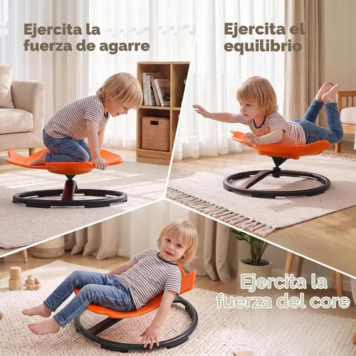 Vista 5 de Silla giratoria sensorial para autismo para niños autistas, color Naranja
