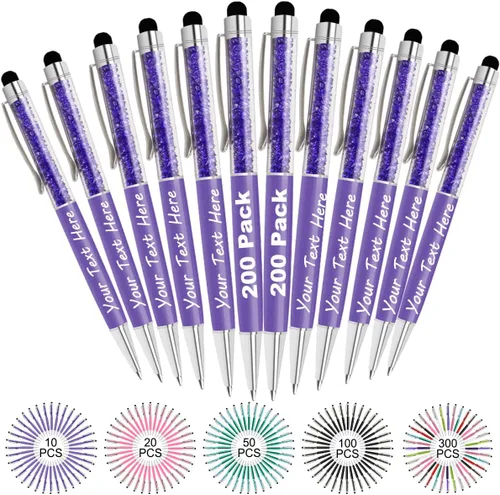 Vista 24 de Bolígrafos personalizados con nombre y texto, bolígrafos de diamantes de cristal personalizados a granel, 10 bolígrafos, regalos para mujeres