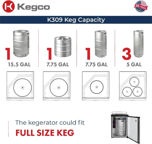 Vista 12 de Kegco K309SS-2 Kegerator digital de acero inoxidable de doble grifo de 61 cm de ancho