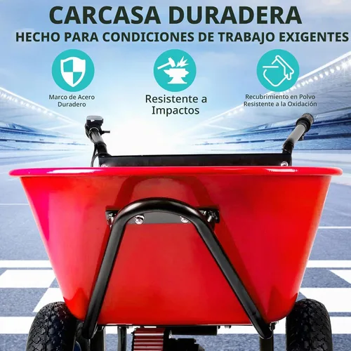 Vista 4 de Carretilla eléctrica, 24 V CC 180 W AGM Batería 330 lbs (150 kg) Capacidad máxima Barril Dump Material Debris Hauler Rojo