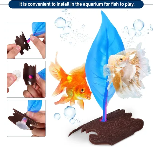 Vista 5 de Ipetboom Betta Fish Beds, 2pcs Betta Fish Hamaca Acuario Camas de descanso Betta Fish Cama de hojas de descanso