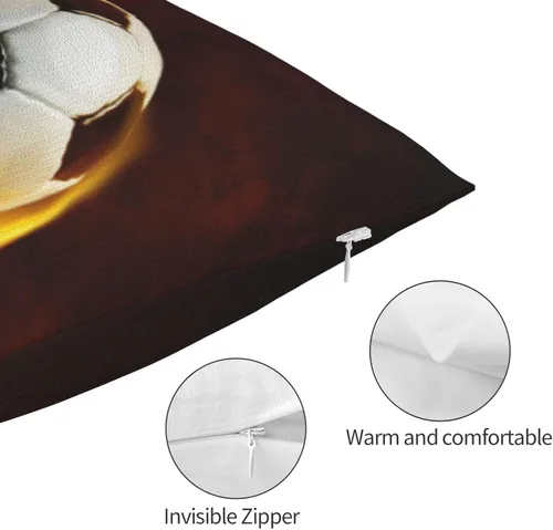 Vista 4 de Fundas de almohada de fútbol con estampado de fuego para deportes, para niños, niñas, mujeres, 30 x 20 pulgadas, fundas decorativas con cremallera