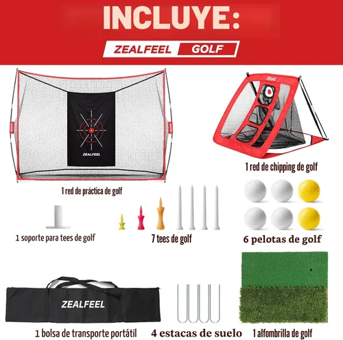Vista 7 de ZEALFEEL Golf Net, 10x7FT/10x8FT/11x8FT Golf Simulator Cage System with Impact Screen & Side Barriers, Golf Practice Net for Indoor Outdoor Backyard