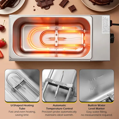 Vista 5 de Dyna-Living - Olla de chocolate para derretir 2 tanques de chocolate 1000W Chocolate Melter Pot for Melting Chocolate Candy, Electric Chocolate