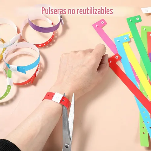 Vista 4 de 60 pulseras de plástico para eventos, pulseras ajustables multicolor, pulseras de plástico impermeables neón para eventos, conciertos, festivales