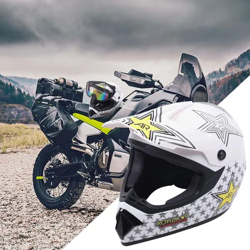 Vista 2 de TFCFL DOT - Casco de motocross, unisex, para jóvenes y niños, casco de motocross para todoterreno y cuatrimoto, con gafas y guantes