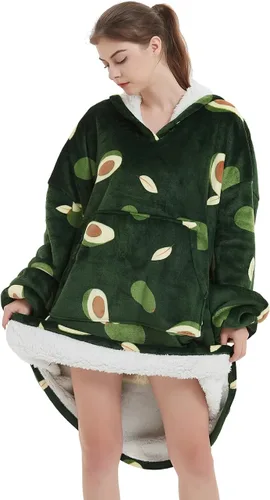 Vista 6 de NAFLEAP Manta con capucha para mujer, manta vestible para adultos, de gran tamaño, forro polar, sherpa, sudadera de Navidad, regalo para mujeres