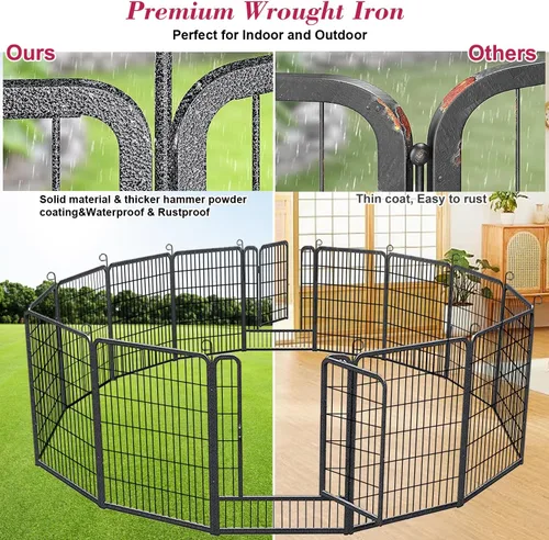 Vista 5 de Corralito para perros, 40 pulgadas de altura, 38 paneles de valla resistente para perros con puerta, corral de ejercicio antioxidante para perros