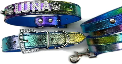 Vista 3 de Celestial Galaxy - Collar para perro Collar personalizado para perro Collar con nombre Collar espacial Galaxy para mascotas Collar de perro