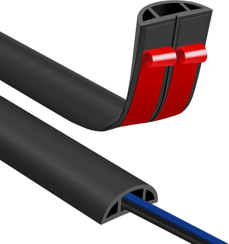 Vista 19 de JAHOMFAI Cubierta para cables de piso 1m de largo, cubiertas para cables en el suelo para proteger los cables y prevenir riesgos de caídas, fácil