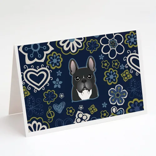 Vista 45 de Caroline's Treasures BB5095GCA7P - Tarjetas de felicitación y sobres con diseño de flores azules y sabuesos afganos, paquete de 8 tarjetas en blanco