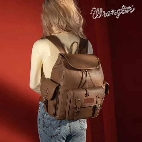Vista 2 de Wrangler Mochila vintage para hombres y mujeres, mochila grande para trabajo, negocios, viajes, bolsas impermeables, Caqui oscuro, Mochilas de viaje
