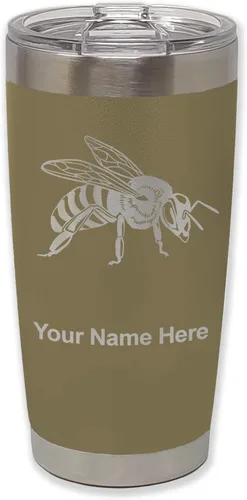 Vista 35 de LaserGram Vaso aislado al vacío de 20 onzas, abeja miel, grabado personalizado incluido (negro)