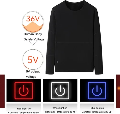 Vista 5 de Conjunto de ropa interior térmica para hombre, conjunto de ropa interior térmica para mujer, conjunto eléctrico USB eléctrico largo con leggings