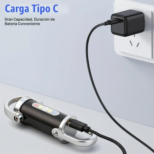 Vista 6 de 2 linternas de llavero brillantes recargables portátiles, mini linterna de llavero, luz LED USB tipo C, múltiples modos de iluminación para acampar