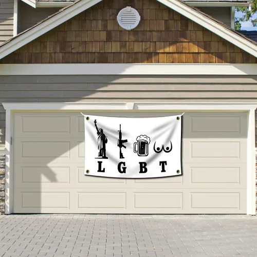 Vista 6 de Liberty Guns Beer Tittes - Póster divertido de pared de cueva de hombre duradero de 3 x 5 pies con ojales de latón. Este hermoso cartel entretenido