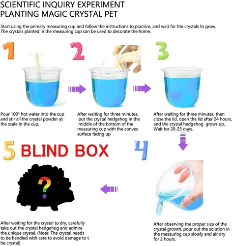 Vista 4 de Juguetes de cultivo de cristal para niños, erizo de cristal colorido vibrante para crecer, experimentos científicos, aprendizaje y educación