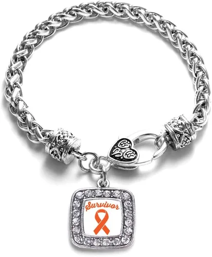 Vista 204 de Pulsera de dijes cuadrados de plata con joyería de circonita cúbica
