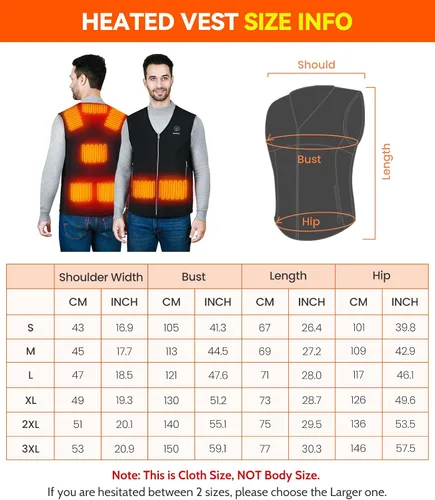 Vista 6 de DOACE Chaleco térmico para hombres y mujeres, chaqueta térmica inteligente, batería no incluida