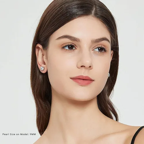 Vista 18 de YAMI Black/Grey/White Pearl Earrings, Real Cultured Pearl, 925 Sterling Silver Stud Earrings Plated with 18K Gold, Classic & Elegant Jewelry Gifts
