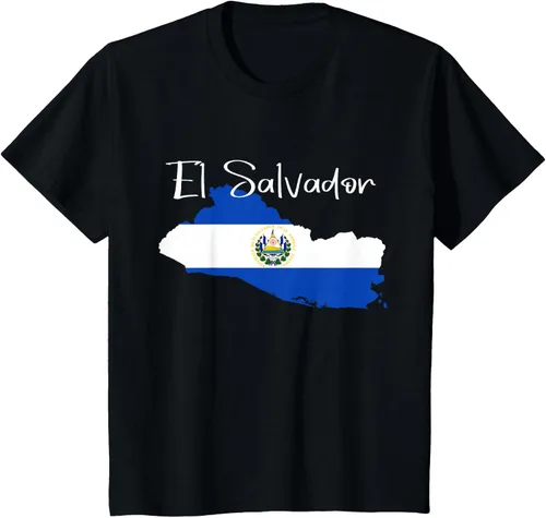 Vista 44 de Camiseta con la bandera de El Salvador, mapa de El Salvador, camiseta de Salvador para mujer