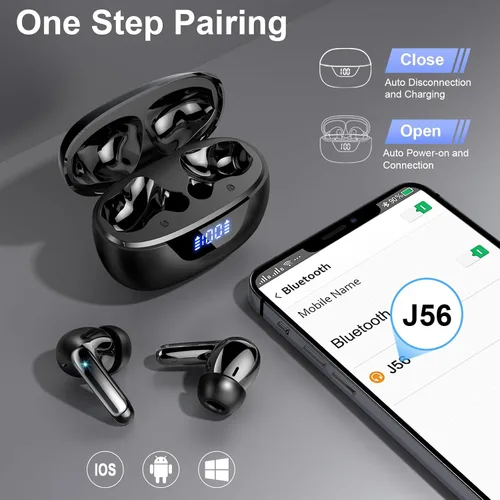 Vista 7 de Auriculares inalámbricos, auriculares Bluetooth 5.4, micrófono con cancelación de ruido ENC con graves estéreo, auriculares de reproducción de 40