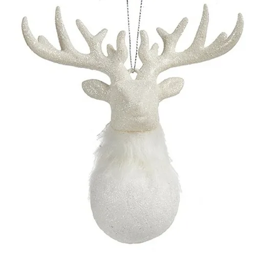 Vista 3 de Adorno Navideño Krist+ Blanco Plástico Purpurina Reno 14 x 15,5 x 7 cm (24 Unidades)