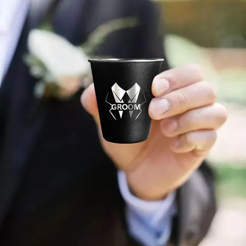 Vista 7 de PartyGifts&beyond 7 vasos de chupito para padrinos de boda para despedida de soltero y día de boda, vasos de chupito de acero inoxidable de 2 onzas