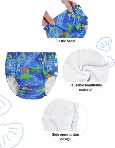 Vista 4 de Century Star Pañales de natación reutilizables para bebés, pañales de natación para niños y niñas, pantalones de natación lavables