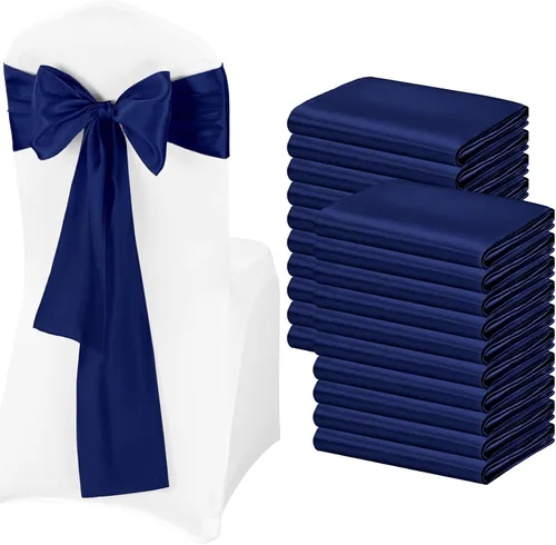 Vista 14 de Pesonlook 50 cintas de satén para silla, lazos de satén negro, lazos para silla, suministros para bodas, recepciones, eventos, banquetes, fiestas
