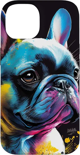 Vista 4 de French Bulldog Puppy Colorful Illustration Graphic Case for iPhone 17