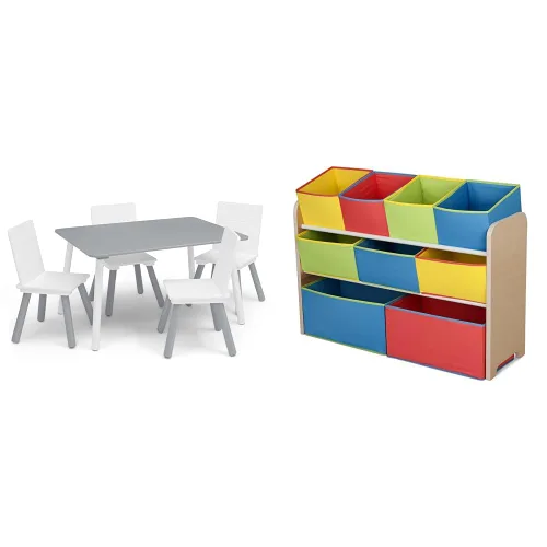 Vista 13 de Delta Children Conjunto de mesa y sillas para niños (4 sillas incluidas), gris/azul