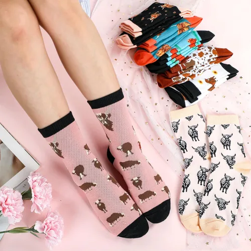 Vista 5 de 12 pares de calcetines de estilo surtido, calcetines suaves a granel, regalos novedosos para mujer