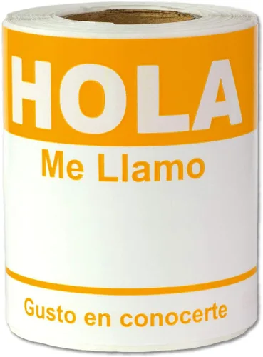 Vista 9 de Hola Me Llamo - 100 etiquetas de nombre en español (4 x 2.31 pulgadas, azul) para eventos familiares o reuniones sociales Spanish Name Badges, For
