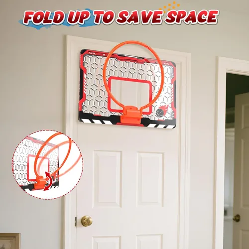 Vista 6 de Aro de Baloncesto Mini EagleStone para Puerta y Pared, Llanta Plegable con 3 Bolas y Bomba, Juego de Juguete de Baloncesto para Interiores