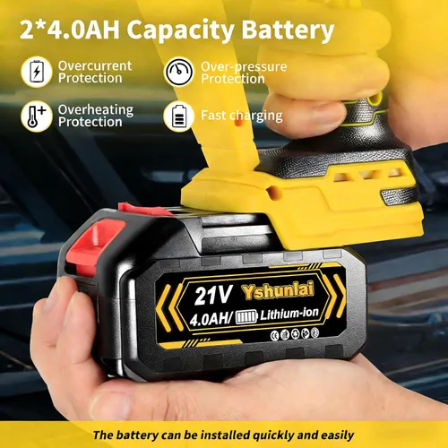 Vista 5 de Mini motosierra inalámbrica de 8 pulgadas y 6 pulgadas, motosierra de mano con batería pequeña con 2 baterías de 4000 mAh, motosierra eléctrica sin