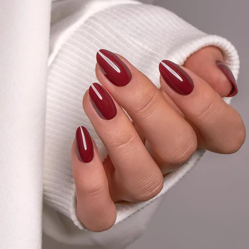 Vista 22 de CurvLife Uñas a presión con punta francesa de almendra media, color blanco Perfil luminoso