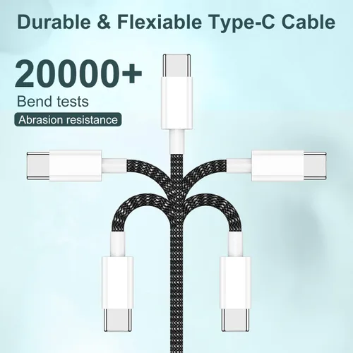 Vista 4 de Cable largo USB C a C de carga rápida de 10 pies, 60 W, cable de carga tipo C a C para Apple iPhone 17 Pro Max/17 Air/16 Pro Max/16/15 Plus/15 Pro