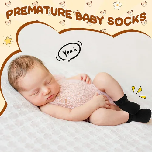 Vista 5 de Janmercy 20 pares de calcetines prematuros para niñas y niños, calcetines prematuros para recién nacidos, calcetines prematuros para bebés