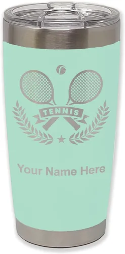 Vista 36 de LaserGram Personalized 20oz Tumbler, Tennis Rackets (Black) Engraved Gift for Tennis Players, Vacuum Insulated Stainless Steel, Laser Engraved