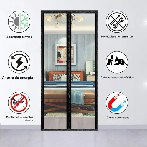 Vista 2 de Cortina aislante transparente, cubierta térmica magnética, pantalla de privacidad con cierre automático, manos libres para patio, cocina