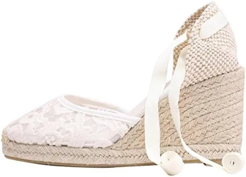 Vista 5 de U-lite - Alpargatas con puente de 3 para mujer, clásicas y suaves, con cordones.